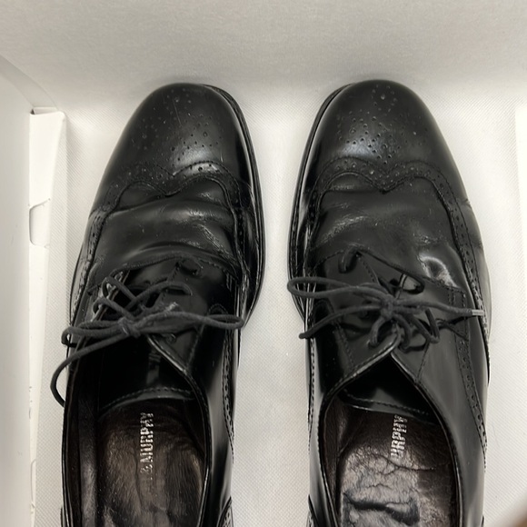 Johnston & Murphy black leather lace up wingtip square front shoes 8 1/2 - Picture 4 of 7